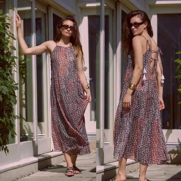 Anthropologie Dresses & Skirts - Anthropologie Shirred A-Line Tiered Dress in WIne NWT